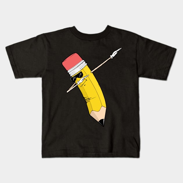 Back To School Dabbing Pencil Kids T-Shirt by AdeShirts